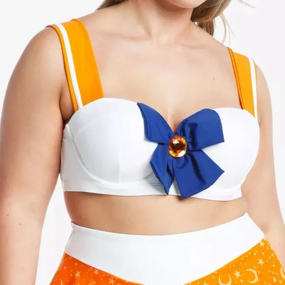 Hot Topic Sailor Moon Sailor Venus Cosplay Top & Skirted Bottoms Swimsuit SET 2X - Picture 11 of 16